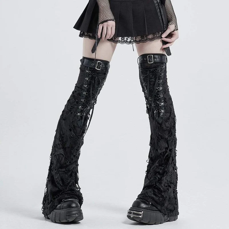 Gothic Ripped Strappy Benvärmare för kvinnor