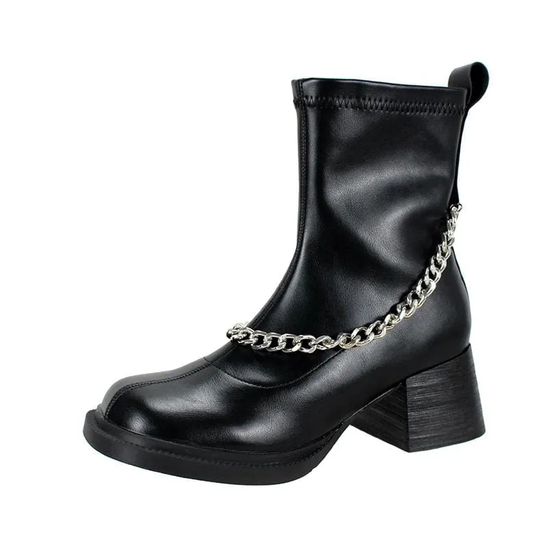 Gothic Punk Chain Chelsea-kängor för damer