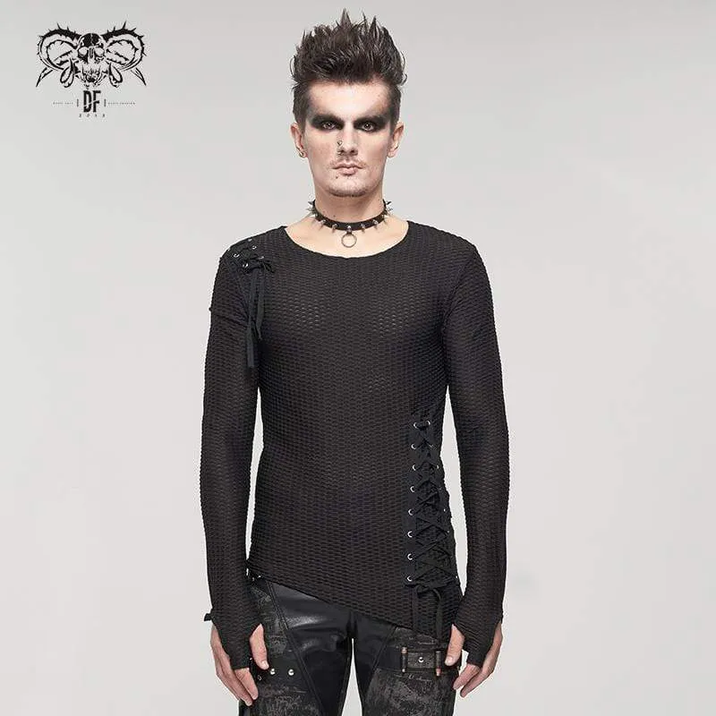 Gothic Strappy Irregular Mesh Skjorta för män