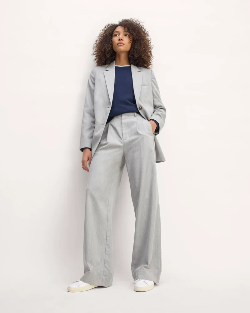 The Draper Pleated Pant in Buttersmooth | Heather Steel | 30" Inseam