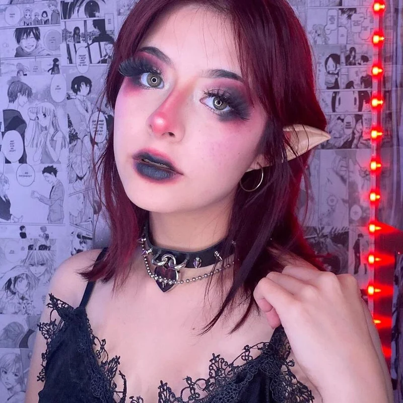 Kvinnors Punk Nit Heart Choker Halsband med nyckel