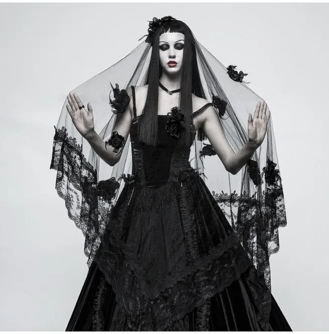 Gothic Gorgeous spetsblommiga slöja/scarf för kvinnor