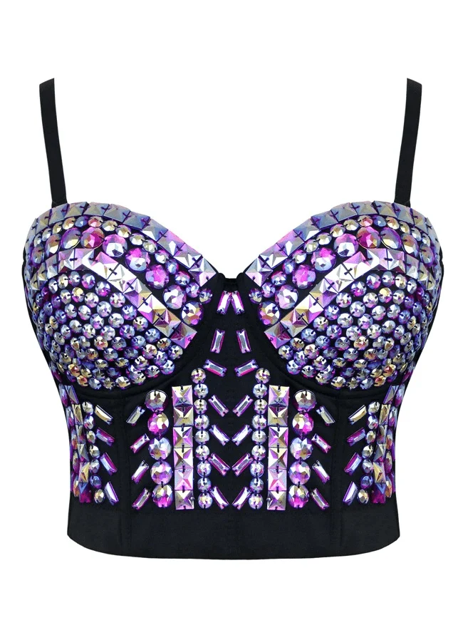 Dam Steampunk Dubbar Nitar Beaded Clubwear Bustier Crop Top BH