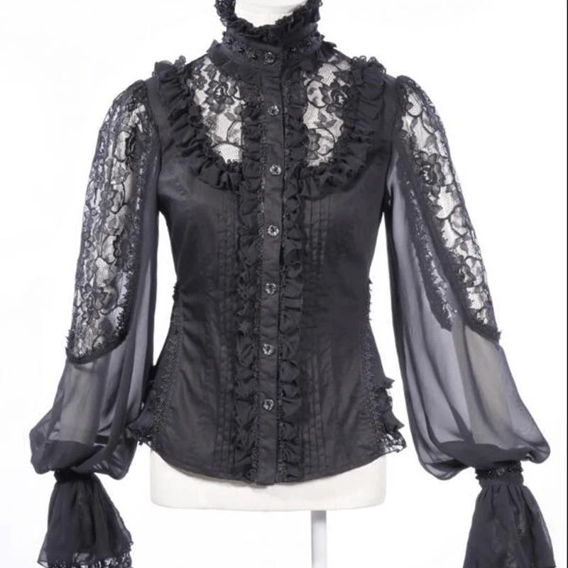 Vintage frilly helärmad skjorta