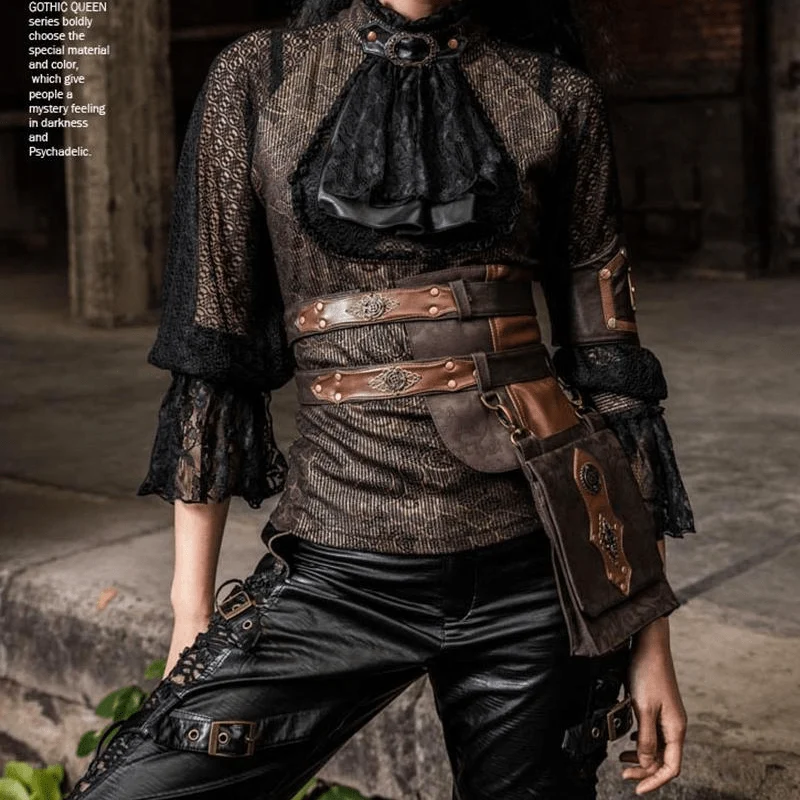 Steampunk dubbelbälte med påse
