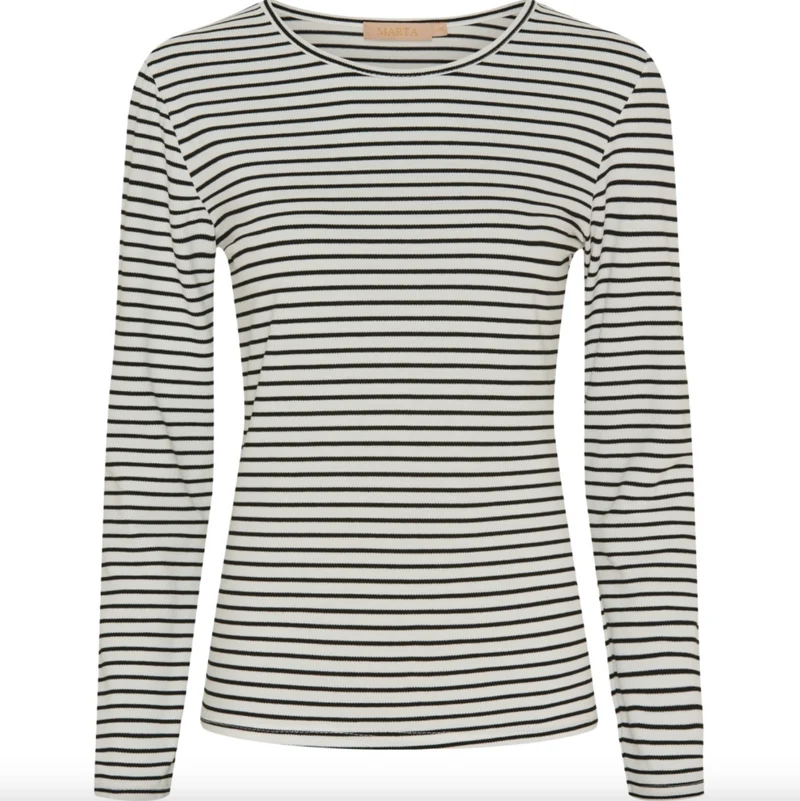 Blus Nancy strib - Svart / vit