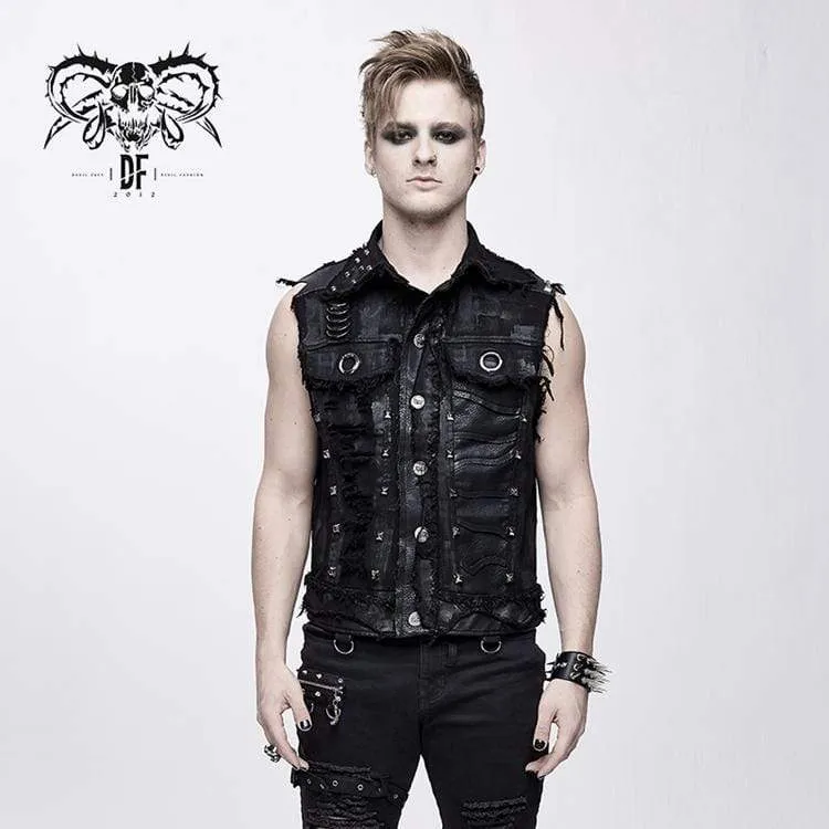 Punk Skull Nitar Ripped väst för män