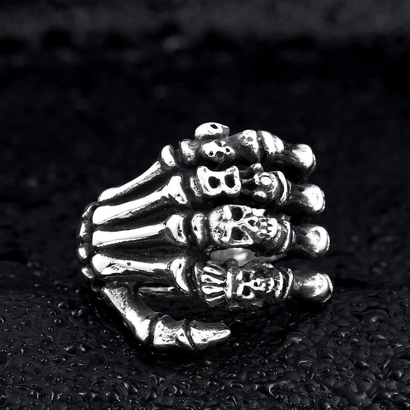 Mäns Punk Bones Of Hand Skulls Ringar
