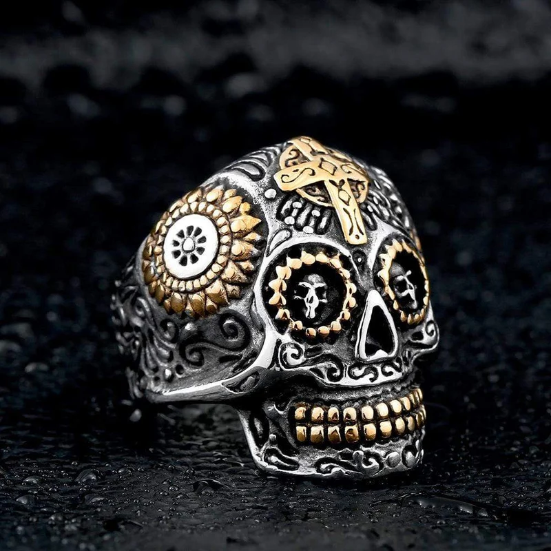 Punk Cross Skull Eye Ringar för män