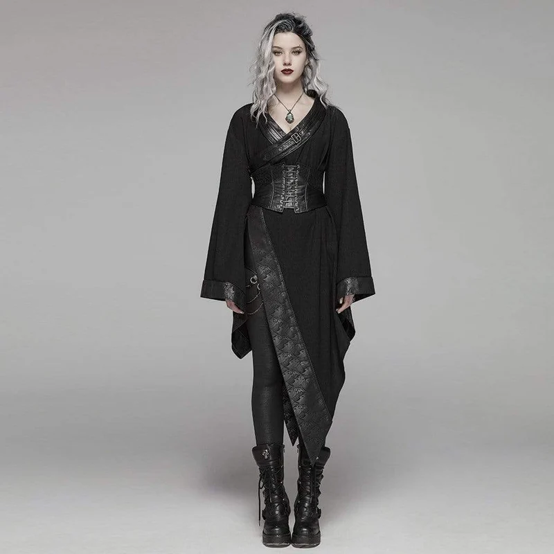 Goth japansk kimono för kvinnor med bälte