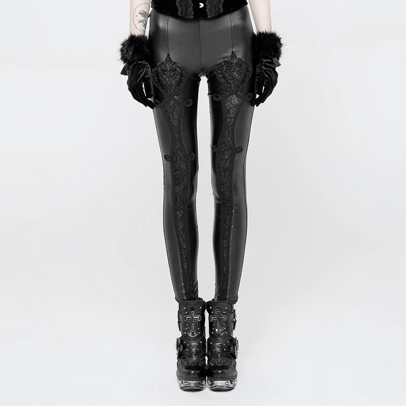 Goth Punk Spets Insatt Leggings för kvinnor