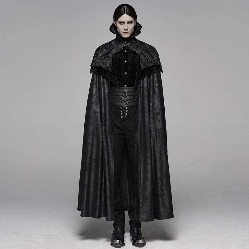 Goth Stativ krage Jacquard Lång mantel för män