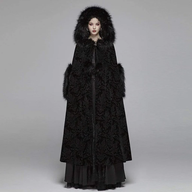 Goth ullkappa med huva för kvinnor