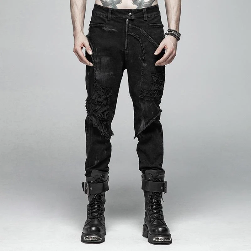 Skull Ripped Straight Leg Jeans för män
