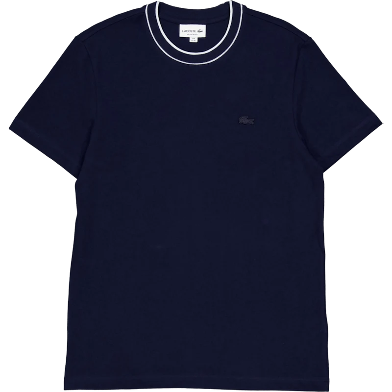 Stretch Piqué Stripe Collar T-shirt NAVY BLUE
