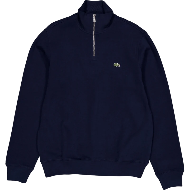 Zip-up High Neck Interlock Swe Navy Blue