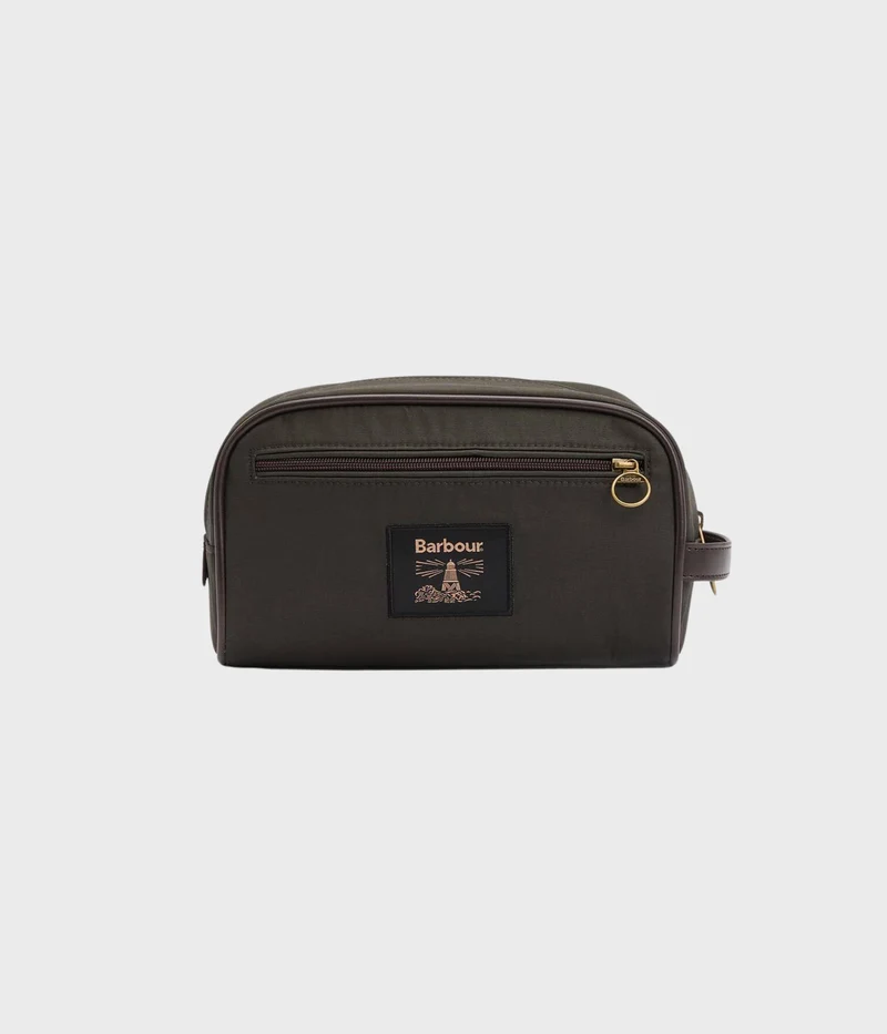 Barbour Wax Washbag (OL51 Olive/Beacon)
