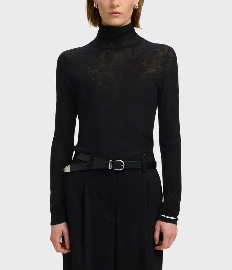 Slwvendy Wool Ls Knit Roll Neck Noos (Black)