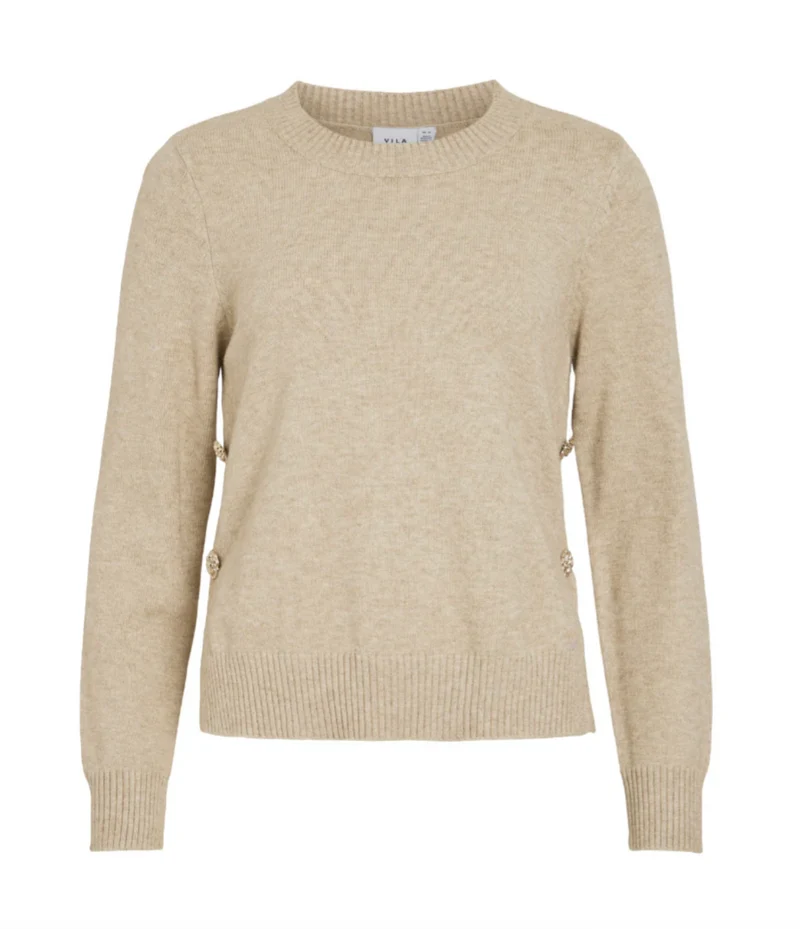 Blus med vackra knappar - Beige