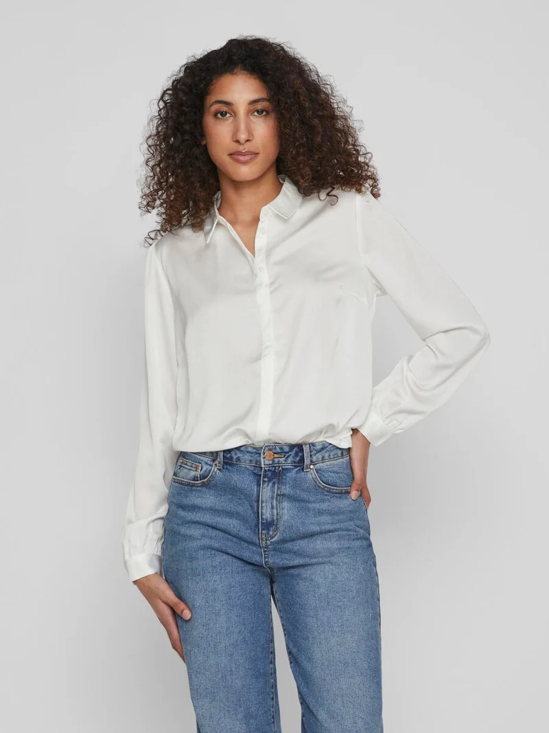 Satinskjorta Luna White