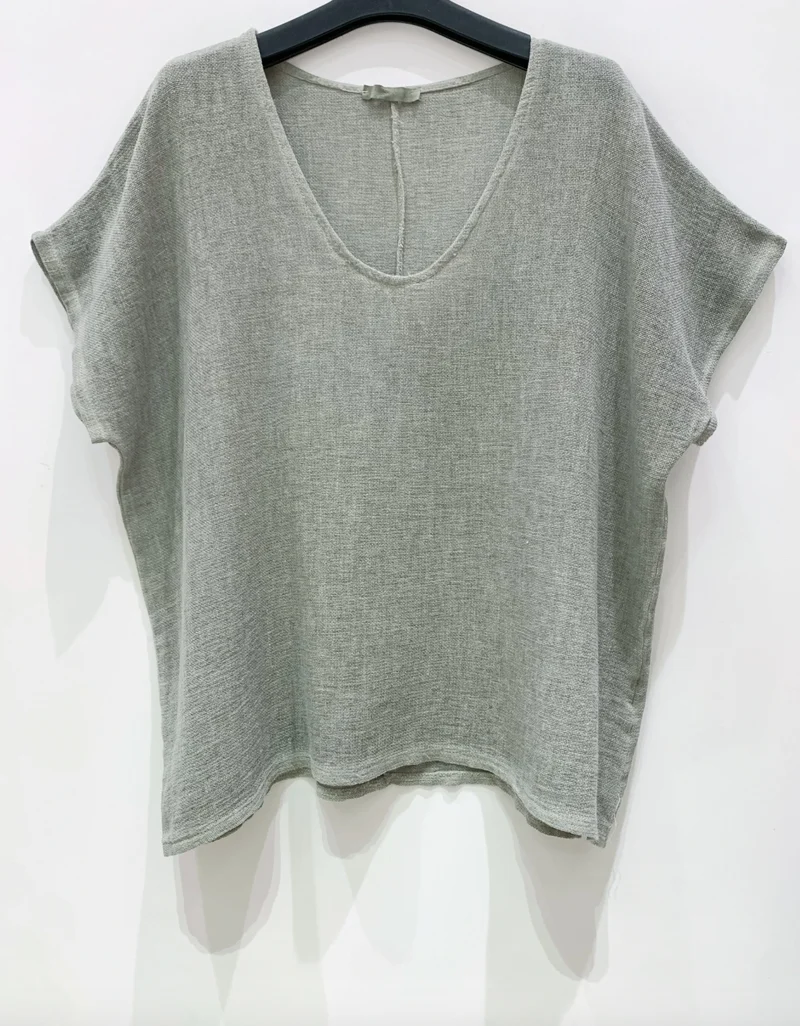 T-shirt Cozy linmix - Kaki