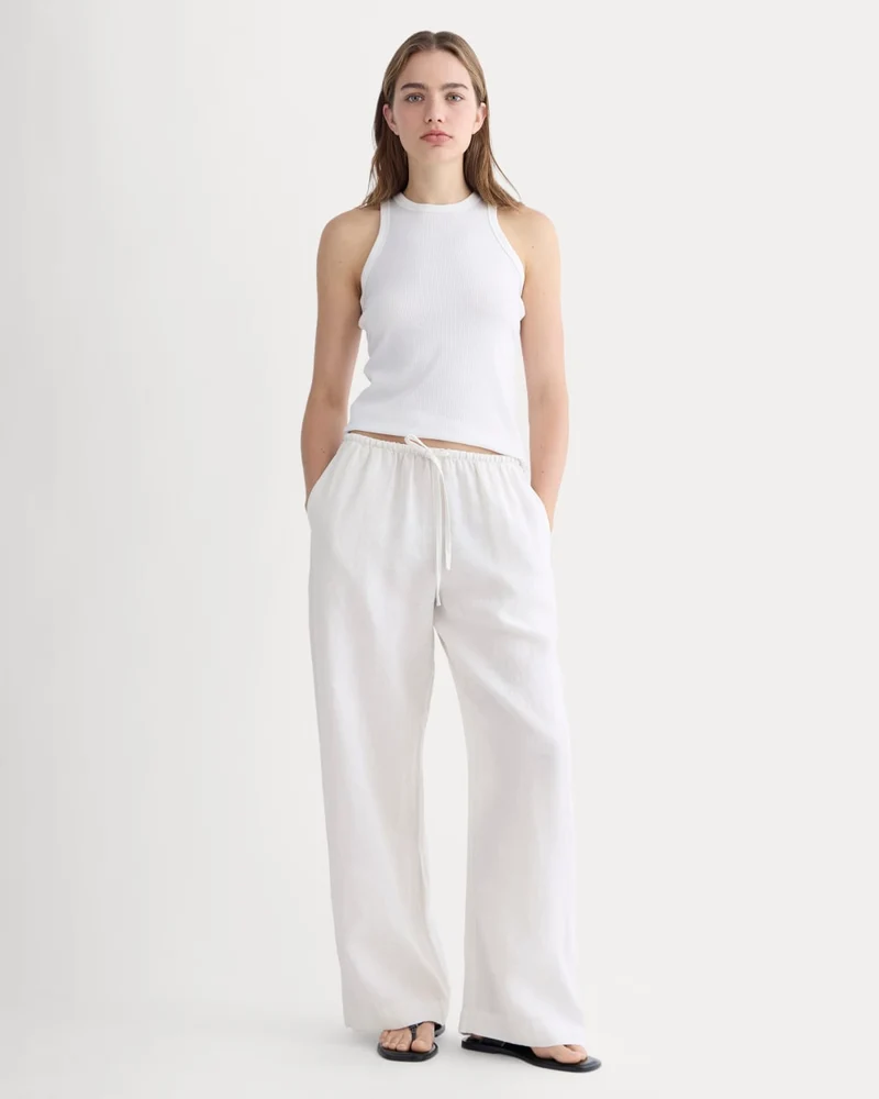 The Drawstring Pant in Linen | Natural Chambray