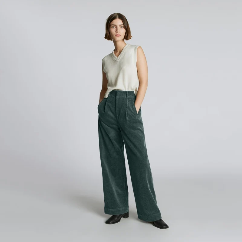 The Corduroy Way-High® Drape Pant | Evergreen