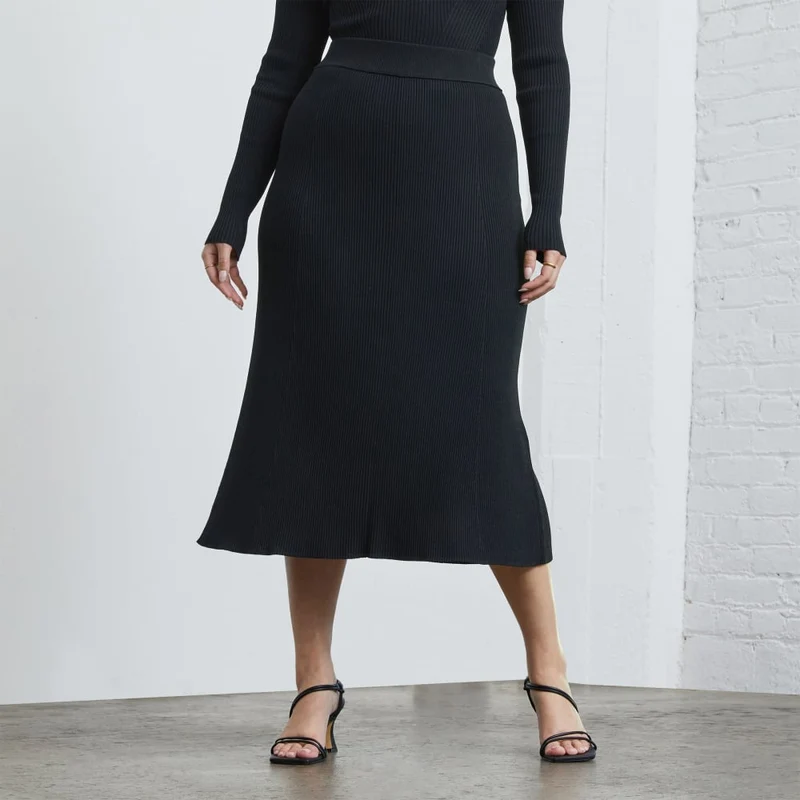 The Ribbed Knit Skirt | Black