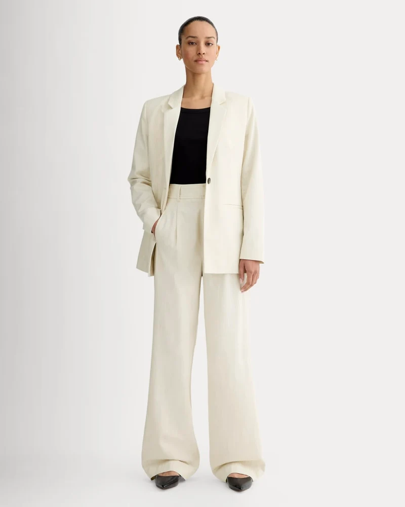 The Draper Pleated Pant in Buttersmooth | Heathered Oat | 30" Inseam