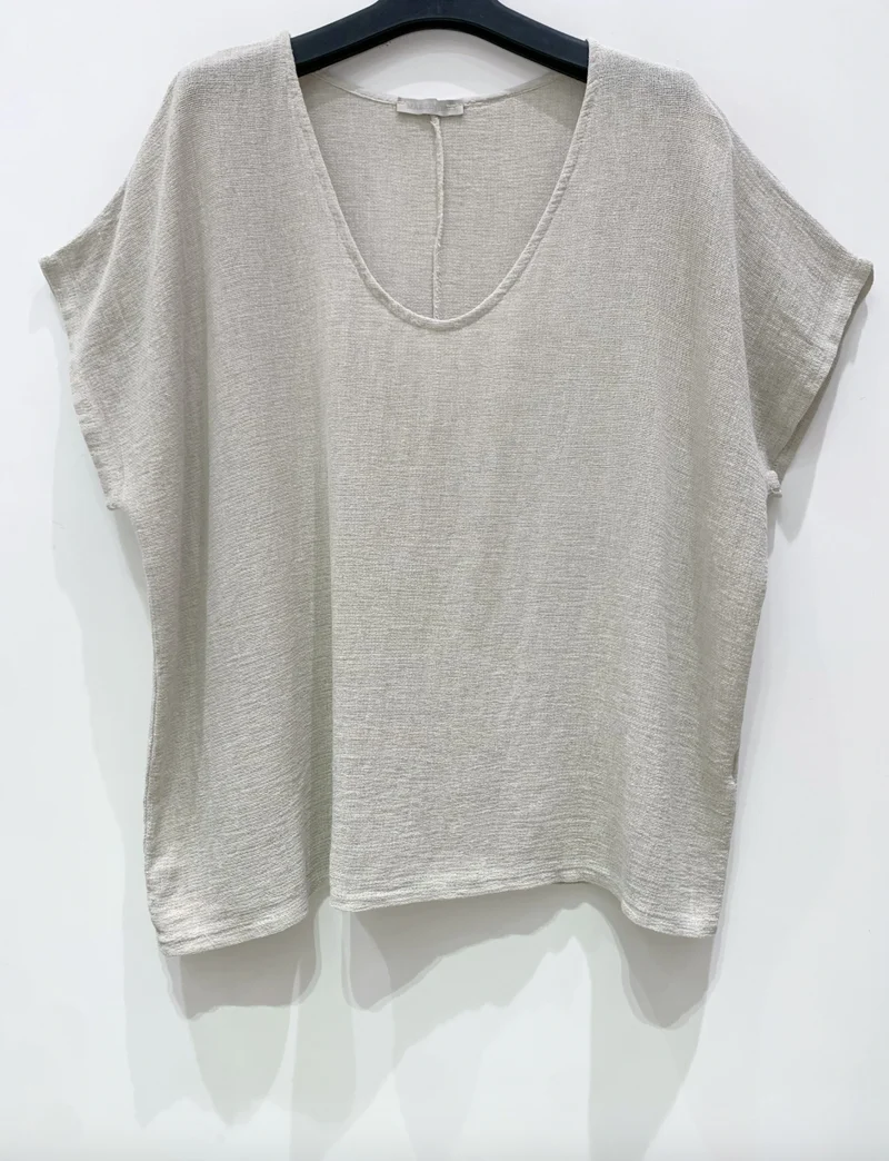 T-shirt Cozy linmix - Beige