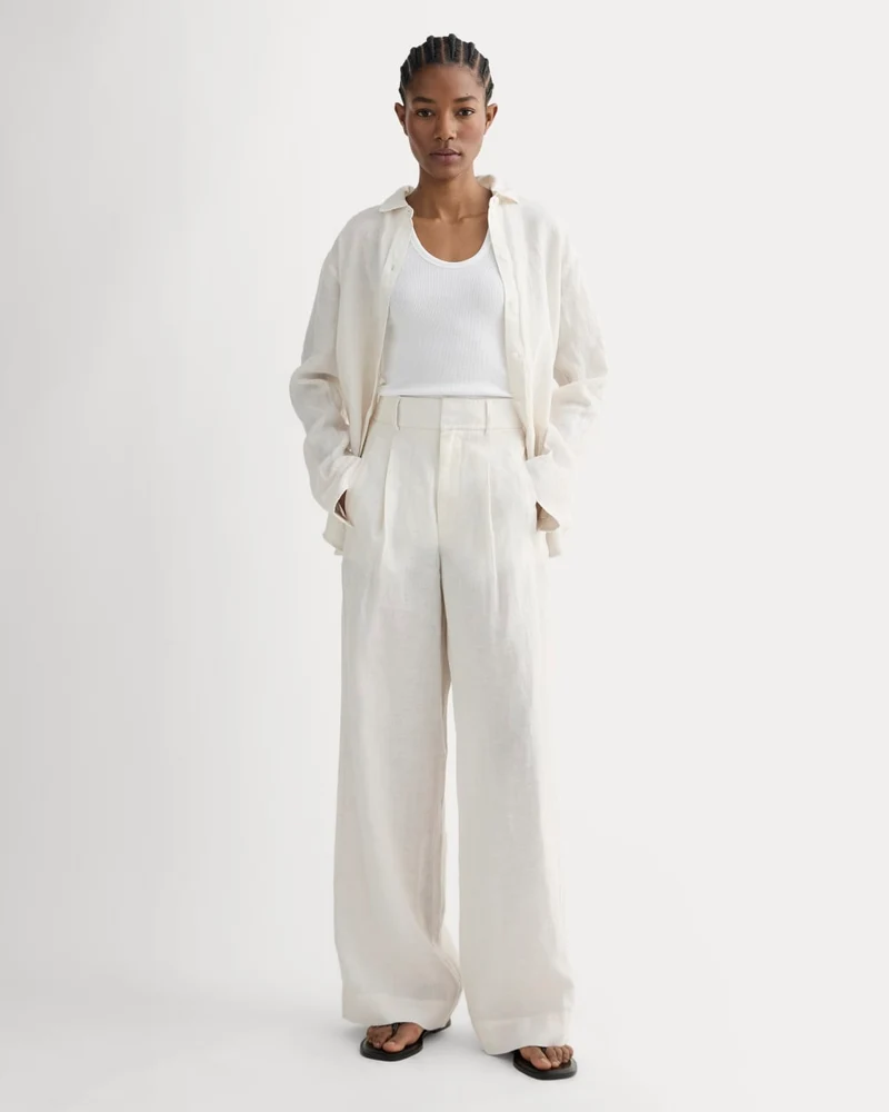 The Linen Way-High® Drape Pant | Natural Chambray
