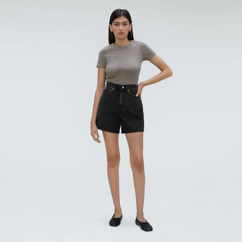 The A-Line Denim Short | Storm Black