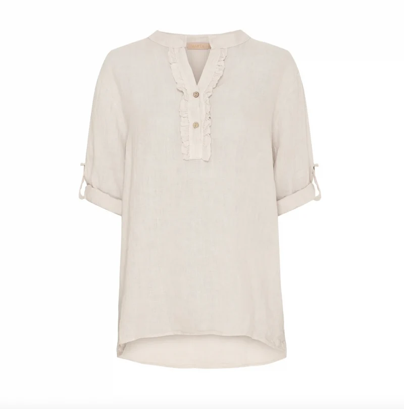 Skjortblus Vera linmix - Naturell
