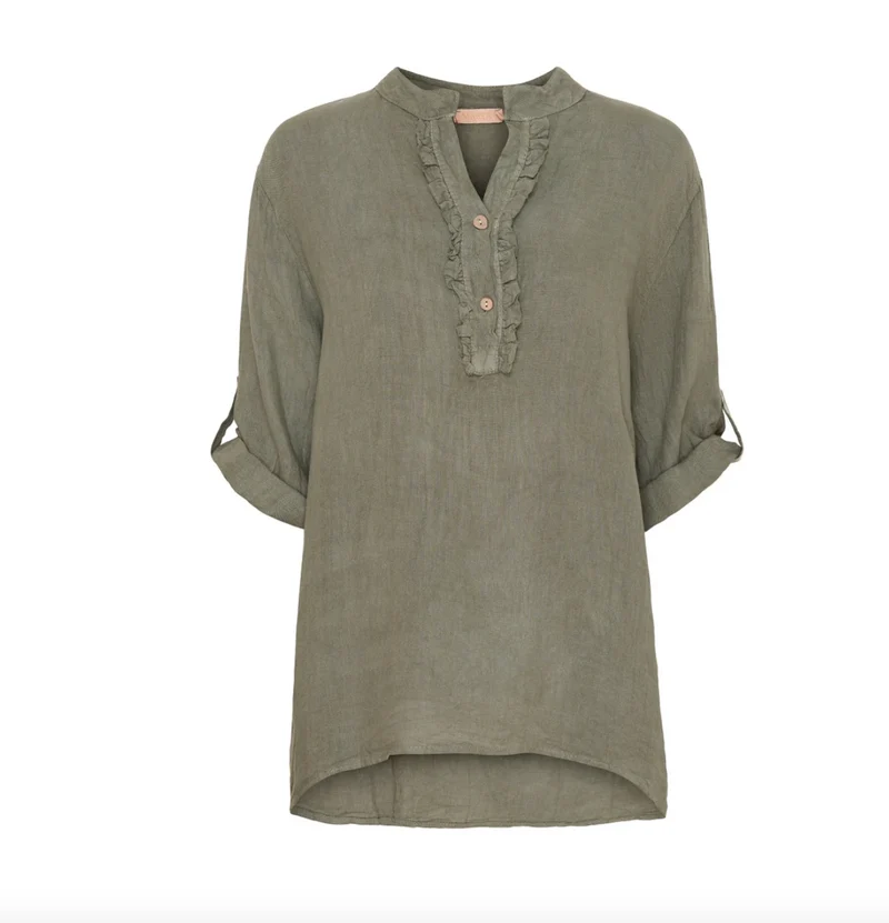Skjortblus Vera linmix - Military