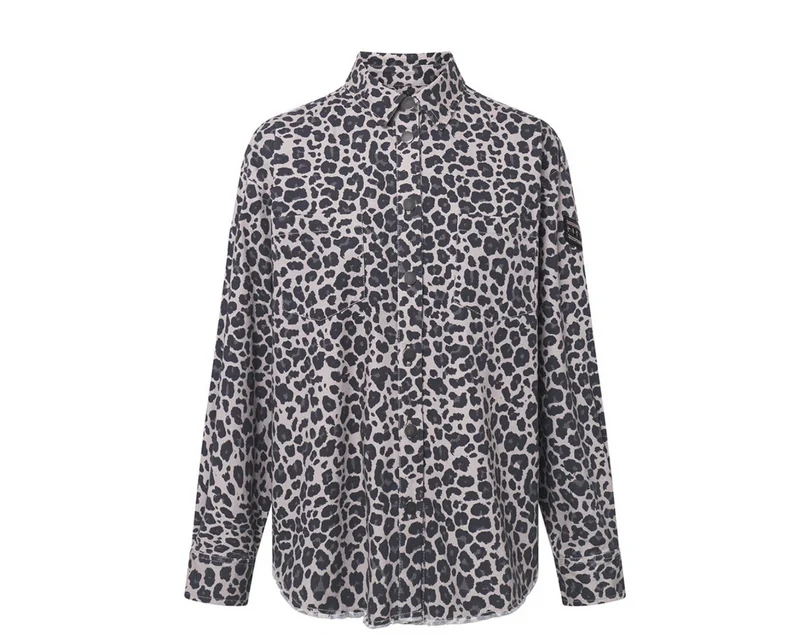 Trendig skjorta - Grey leopard