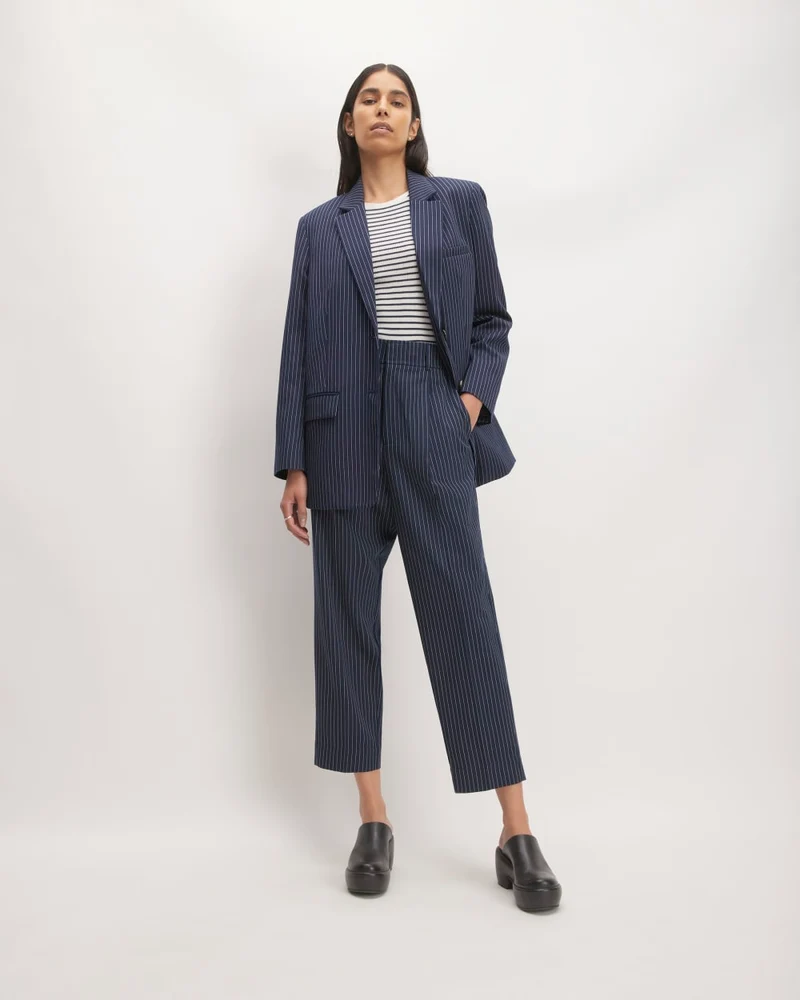 The Draper Tapered Pant in Buttersmooth | Navy / Bone