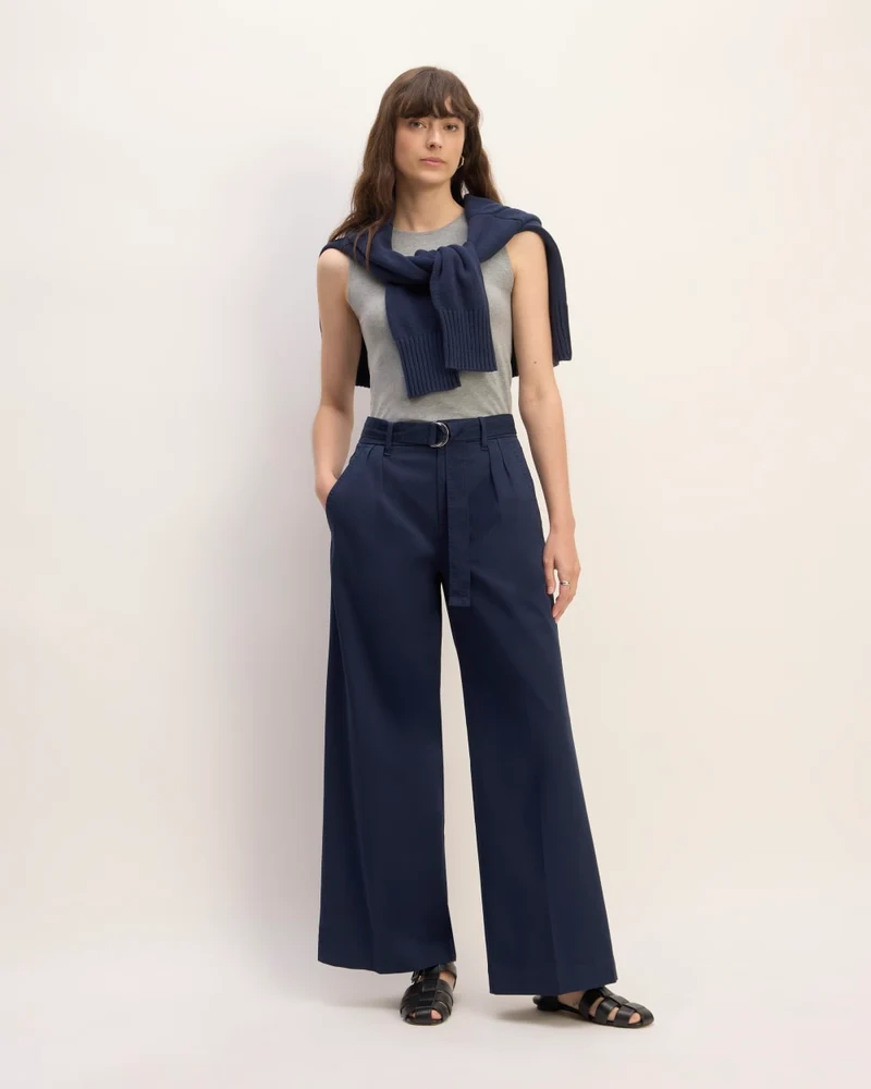 The Pleated Wide-Leg Chino | Navy