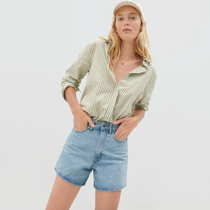 The A-Line Denim Short | Powder Blue