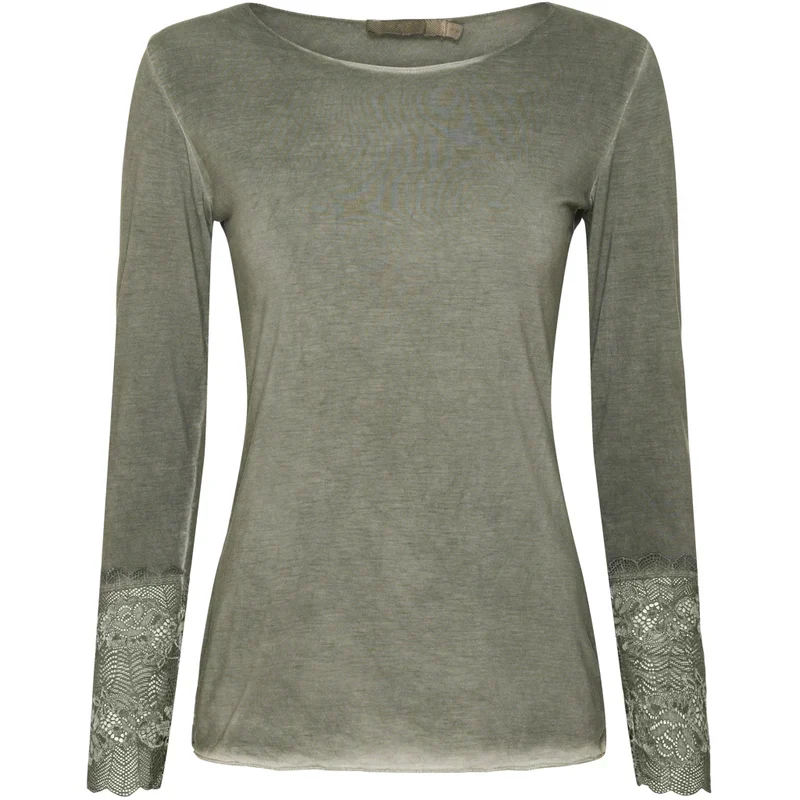 Blus BASIS med spetsdetaljer – Military
