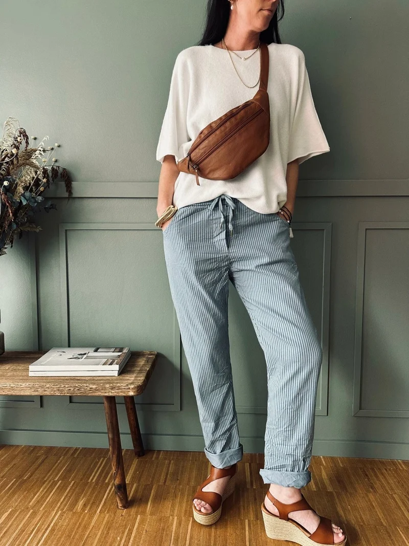 Byxor soft jeans med rand