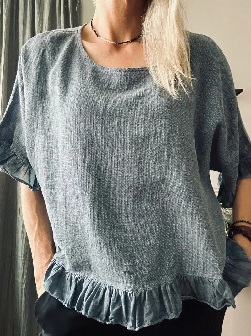 Blus Olivia linmix Dusty navy