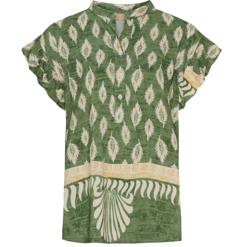 Blus med volangkant – Green Nadia