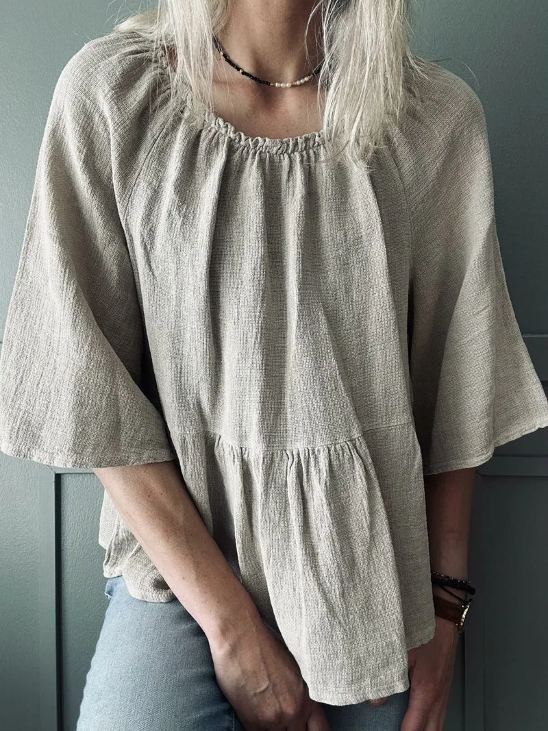 Sommarblus i linmix – Beige