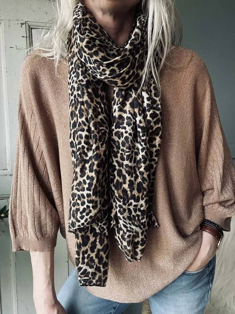 Blus - Camel med guldeffekt