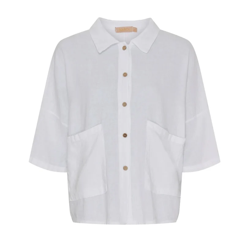 Skjorta Minna i linblandning – White