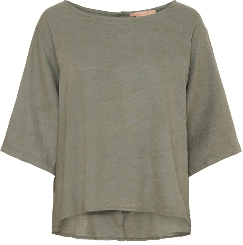 Blus med knappar – Soft military linmix