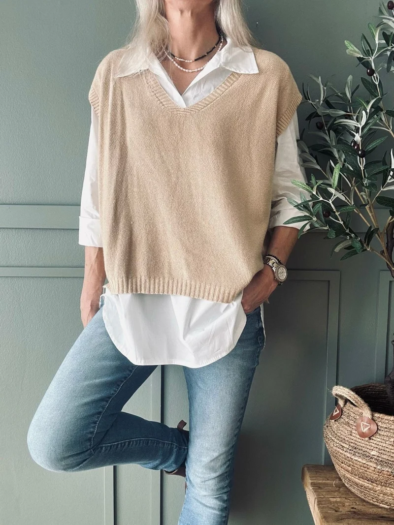 Skjorta med väst – Onesize Norah beige