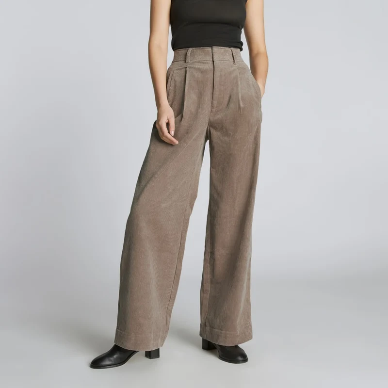 The Corduroy Way-High® Drape Pant | Taupe Grey