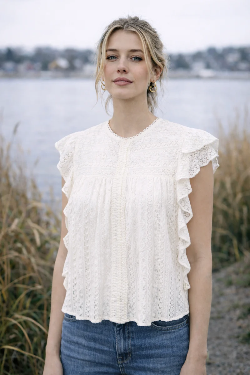 Blus spets Nelly - White