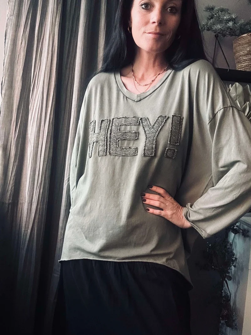 Blus HEY green